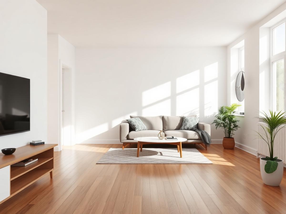 Interior de apartamento remodelado com paredes pintadas de novo